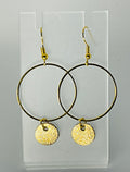 Gabby Bee Hoop & Leather Moon Earrings
